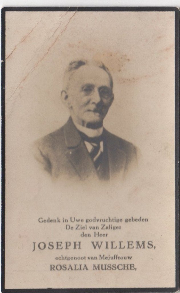 Joseph Willems 1854 Ledeberg (Gent) + 1928 Hulst (Nl), 73 jr, Verzenden