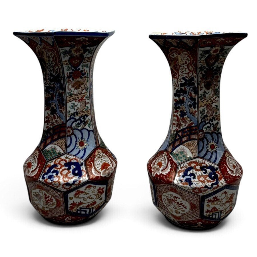 Paar grote Japanse Imari-vazen, Antiek en Kunst, Ophalen of Verzenden