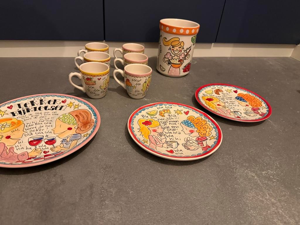 Blond Amsterdam servies: borden, kopjes en pollepelpot, Ophalen, Gebruikt, Blond Amsterdam, Aardewerk