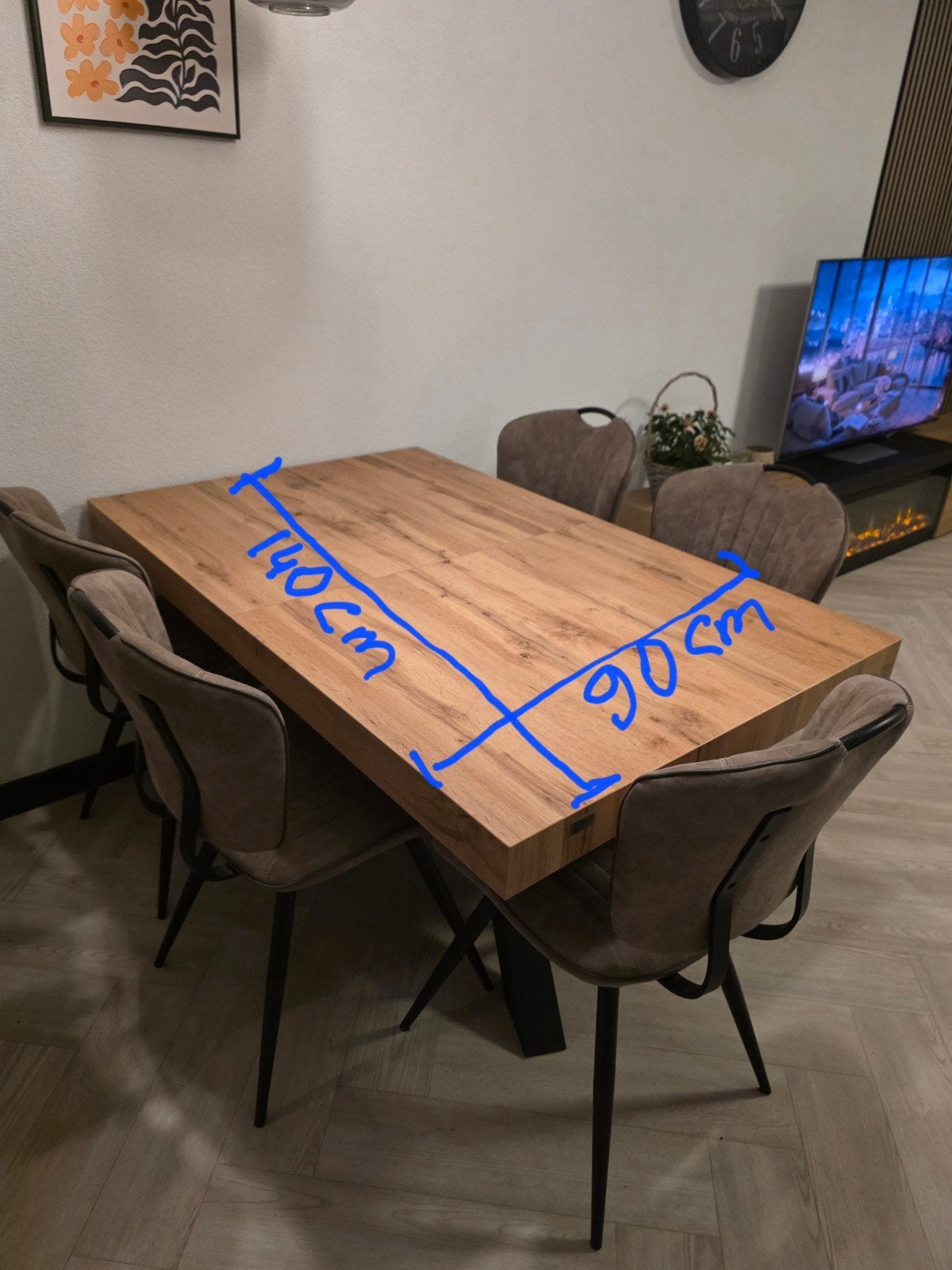 Uitschuifbare Eiken Eettafel 140(220)x90 cm, Ophalen, 200 cm of meer, 50 tot 100 cm, Zo goed als nieuw