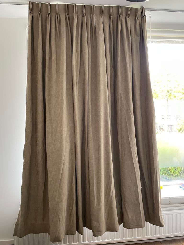 Verduisterende gordijnen beige, set van 4, Ophalen of Verzenden, Zo goed als nieuw