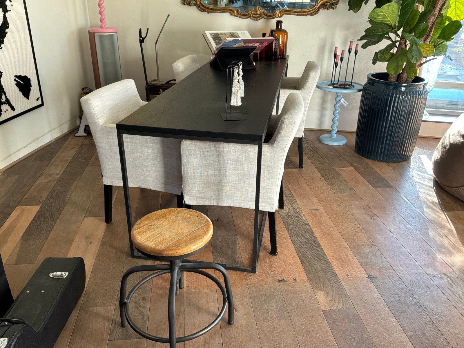 Strakke zwarte sidetable / consoletafel, Ophalen, Zo goed als nieuw, 75 cm of meer, 60 cm of meer