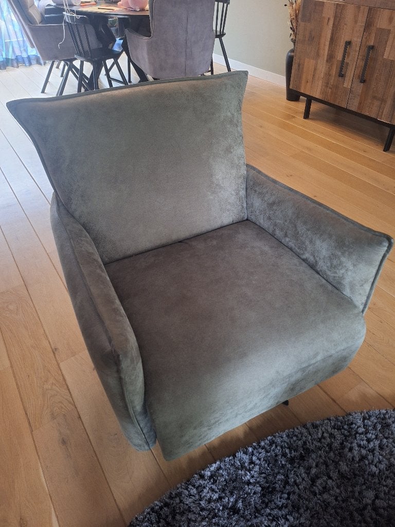 Groene draaifauteuil, Ophalen, Zo goed als nieuw, 75 tot 100 cm, 50 tot 75 cm