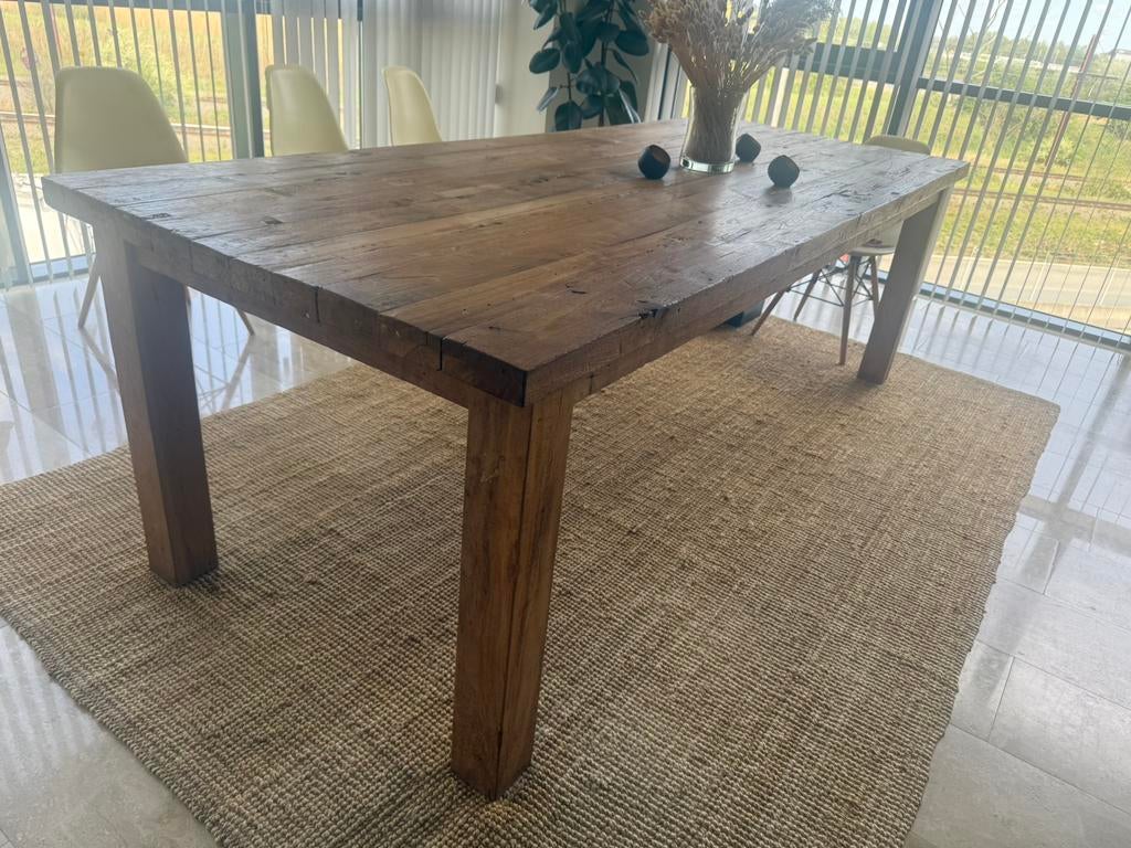 Massieve teakhouten eettafel 250x100 cm, 200 cm of meer, Zo goed als nieuw, Rechthoekig, 50 tot 100 cm