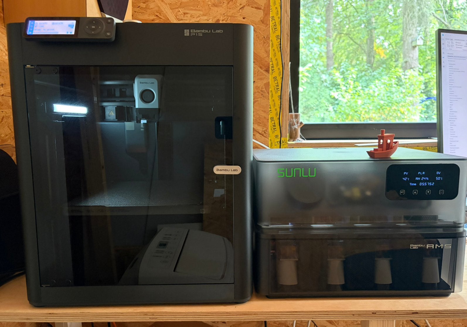 Bambu Lab P1S upgraded met AMS en sunlu heater, Ophalen, Ingebouwde Wi-Fi, Zo goed als nieuw, Filament