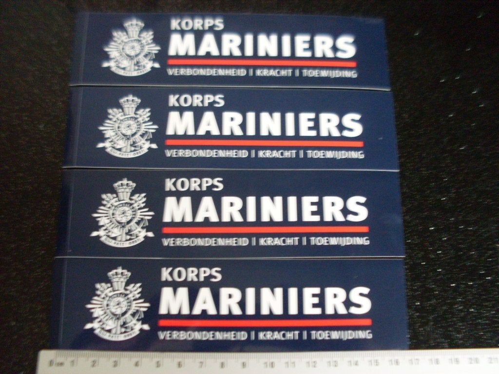 4x sticker korps mariniers verbondenheid kracht toewijding, Verzenden, Zo goed als nieuw, Bedrijf of Vereniging