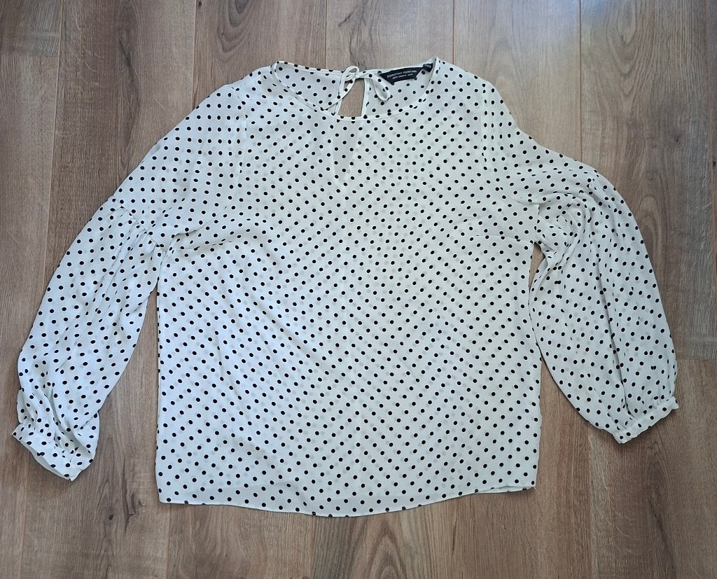 Dorothy Perkins offwhite blouson met zwarte dots, maat 40/42, Kleding | Dames, Maat 38/40 (M), Wit, Ophalen of Verzenden, Zo goed als nieuw