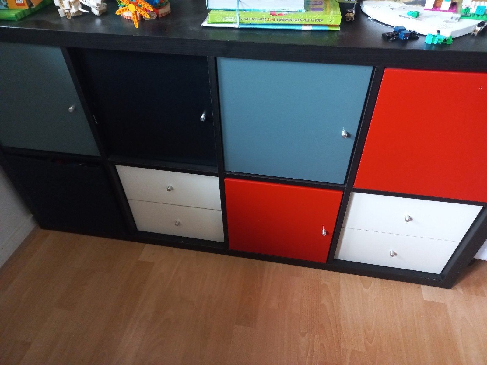 Ikea Kallax kast 1.50m breed, 80cm hoog met deurtjes/lades, Huis en Inrichting, Kasten | Overige, Ophalen of Verzenden, Gebruikt