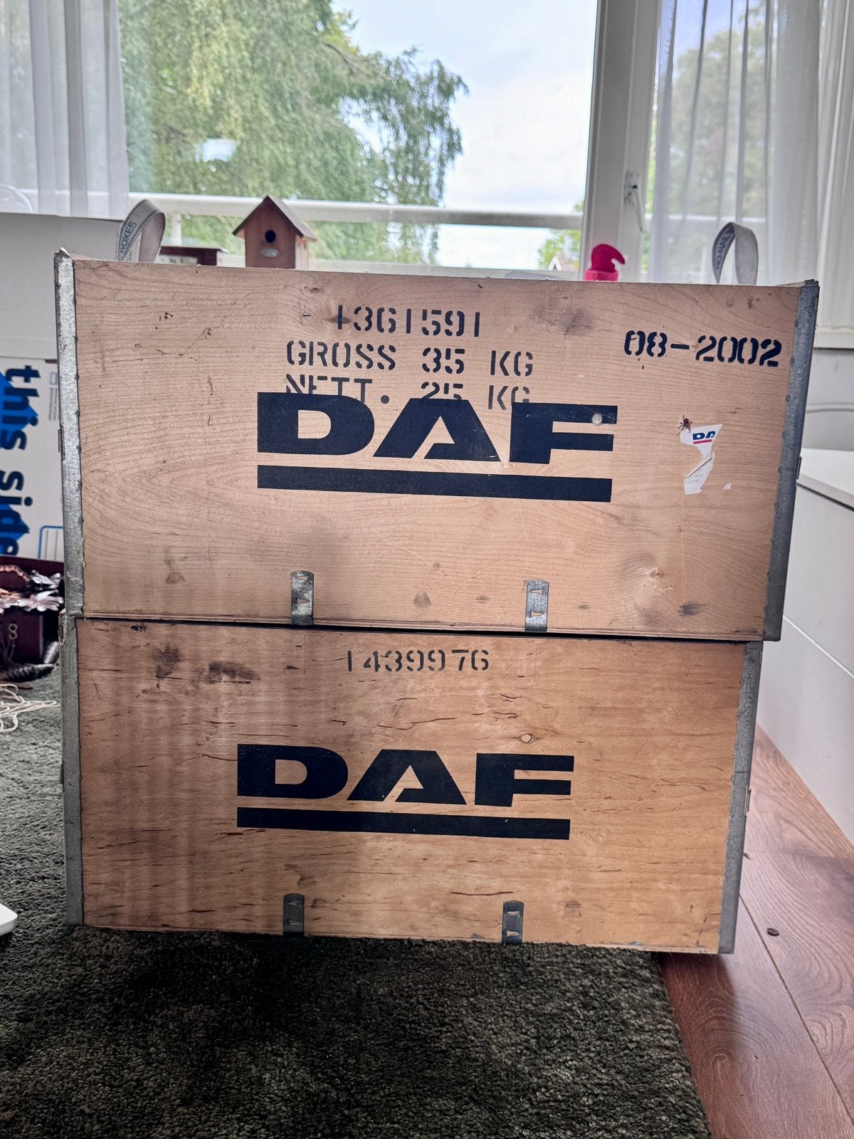 Set van 2 originele houten DAF transportkisten - Vintage, Ophalen, Zo goed als nieuw, 50 tot 100 cm, Minder dan 50 cm