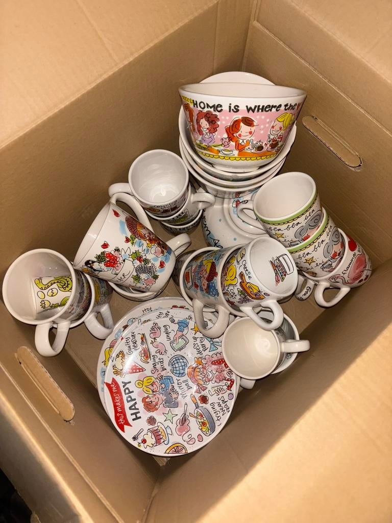 Grote set blond servies (nieuw en gebruikt), Ophalen