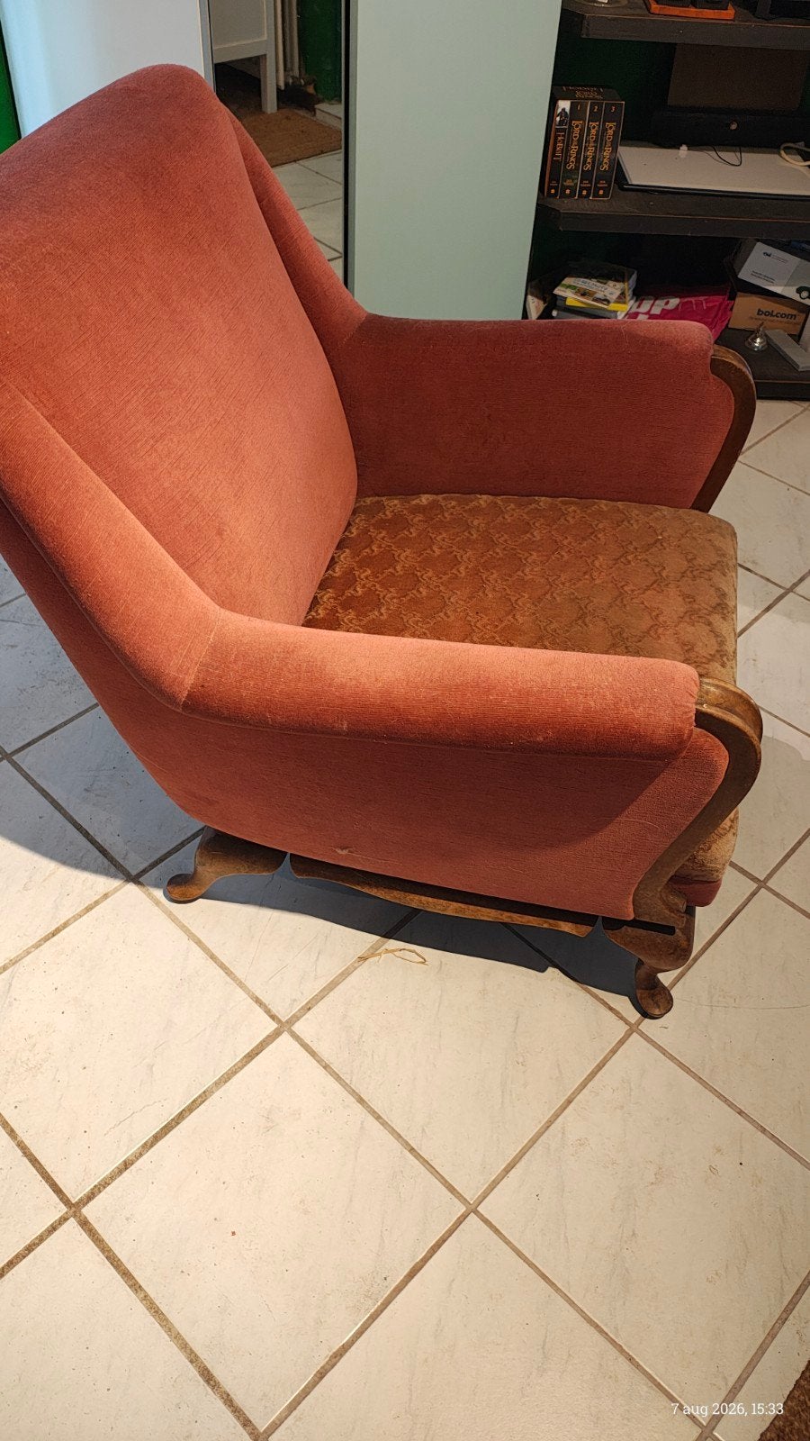 Vintage fauteuil, Ophalen, Eenpersoons, 75 tot 100 cm, Minder dan 150 cm