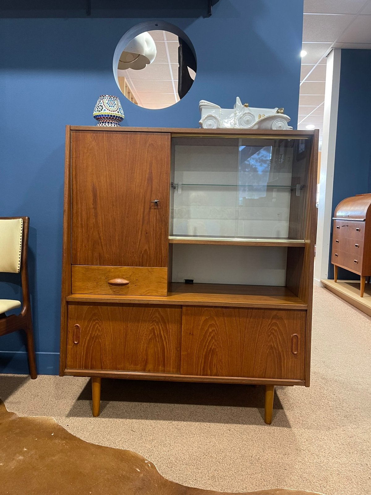 Vintage highboard teakhout sixties, Huis en Inrichting, Ophalen, O, O, 25 tot 50 cm