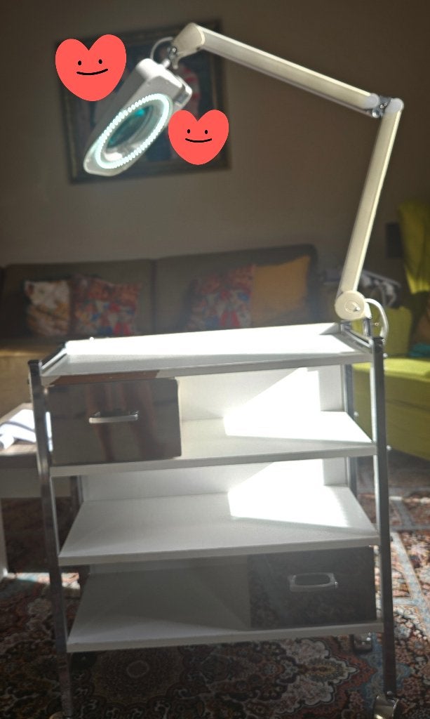 beautytrolley tafel met loeplamp, Ophalen, Gebruikt