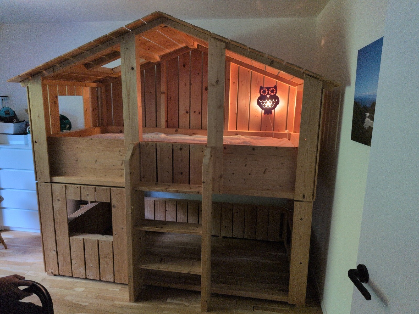 Uniek Boomhutbed voor Kinderen - Handgemaakt Houten Bed, Ophalen, Gebruikt, Hoogslaper, Eenpersoons