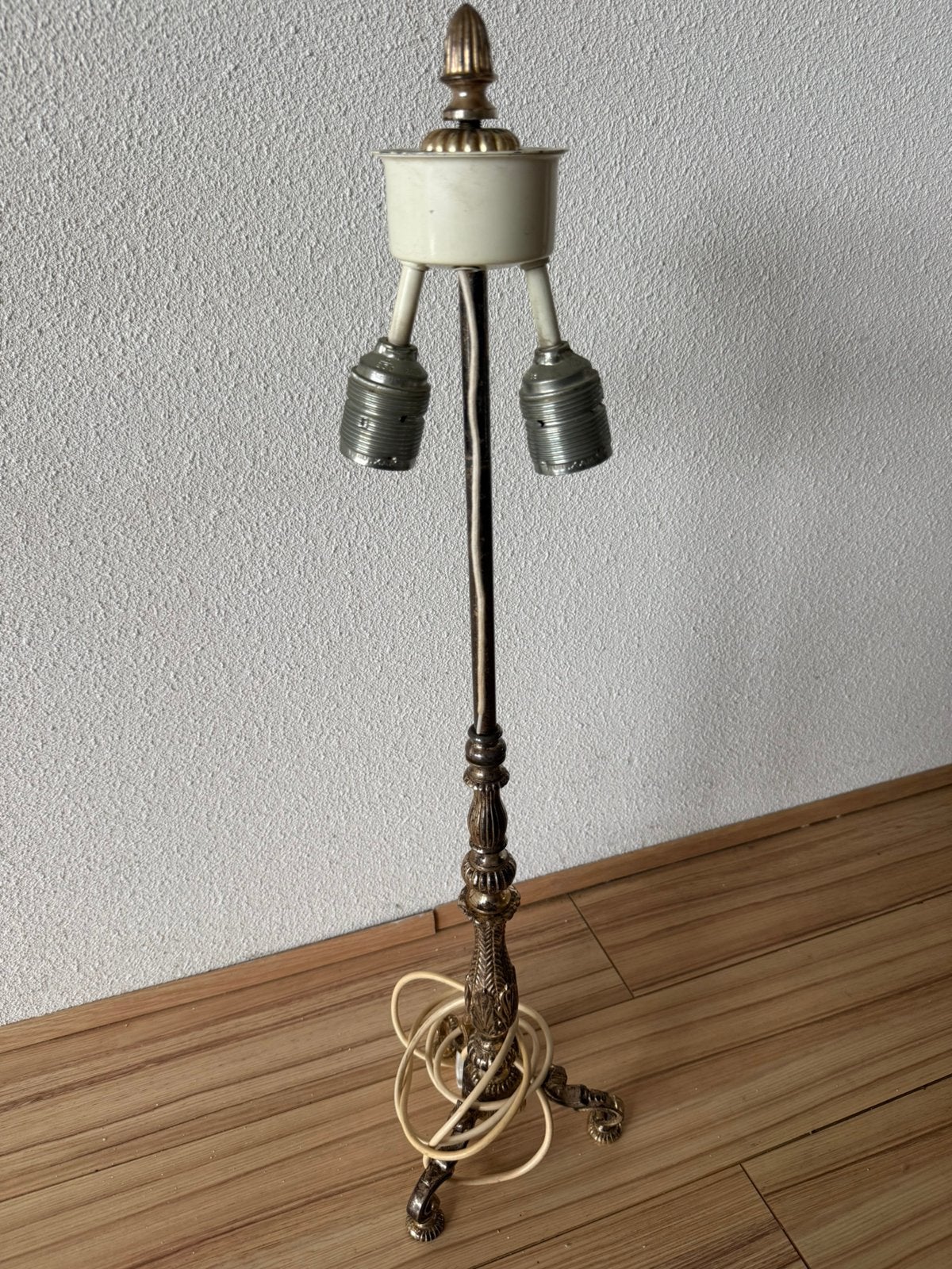 Prachtige antieke verzilverde tafellamp llampenvoet 70 cm H, Ophalen of Verzenden, Gebruikt, Metaal