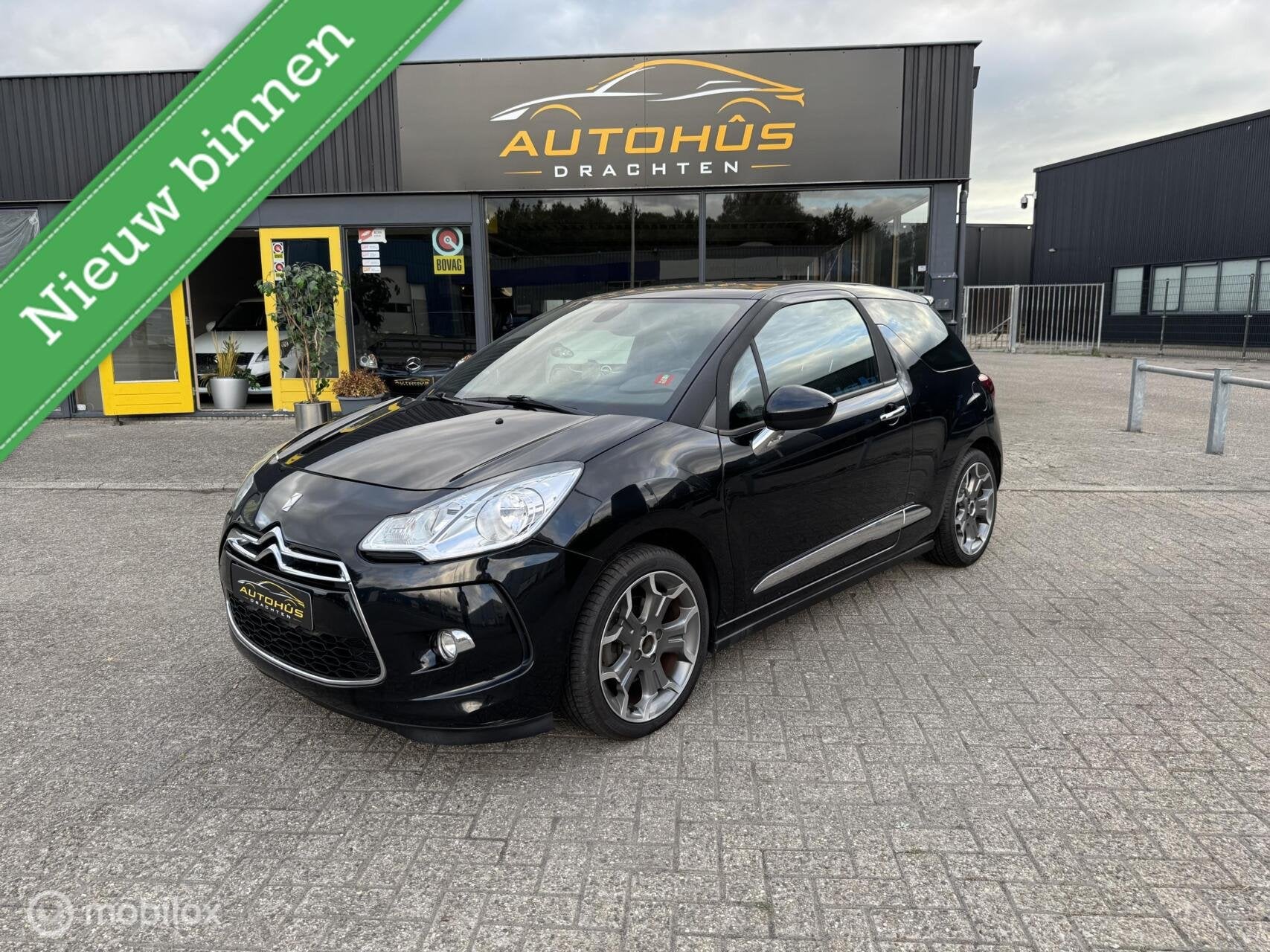 Citroen DS3 leer navi lm velgen cruise clima 97732 km 1.6 TH, Auto's, Voorwielaandrijving, Euro 5, Gebruikt, Zwart