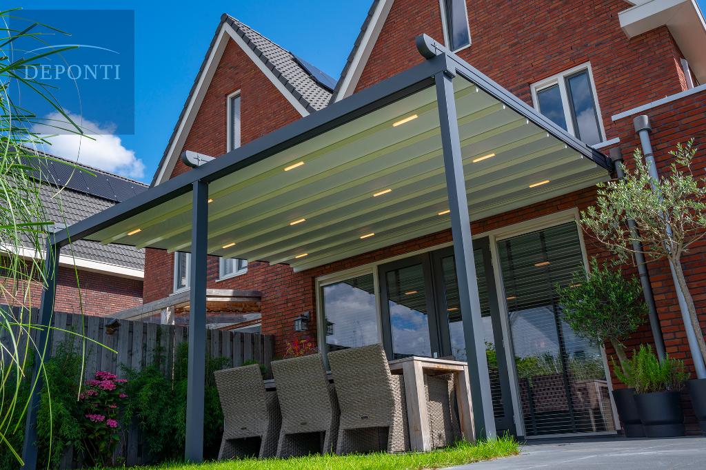 Schuifdak elektrisch zon/regen 400x300 cm incl. LED € 2750