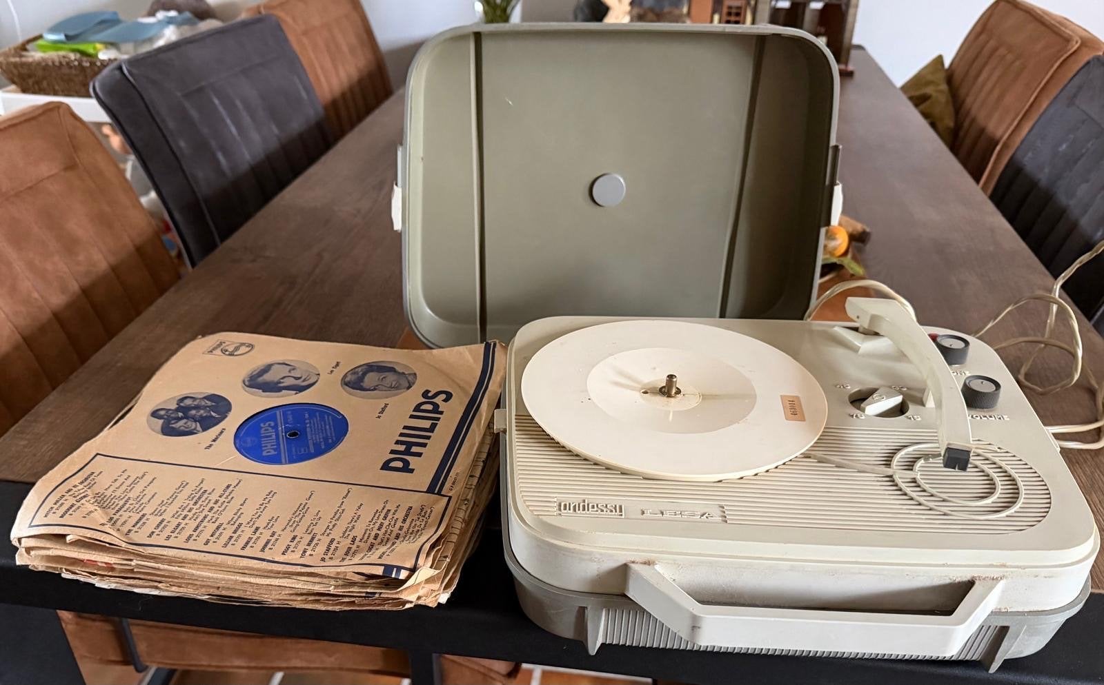 Vintage Andessy Platenspeler met platen - Werkend, Ophalen, Gebruikt, Platenspeler, Philips