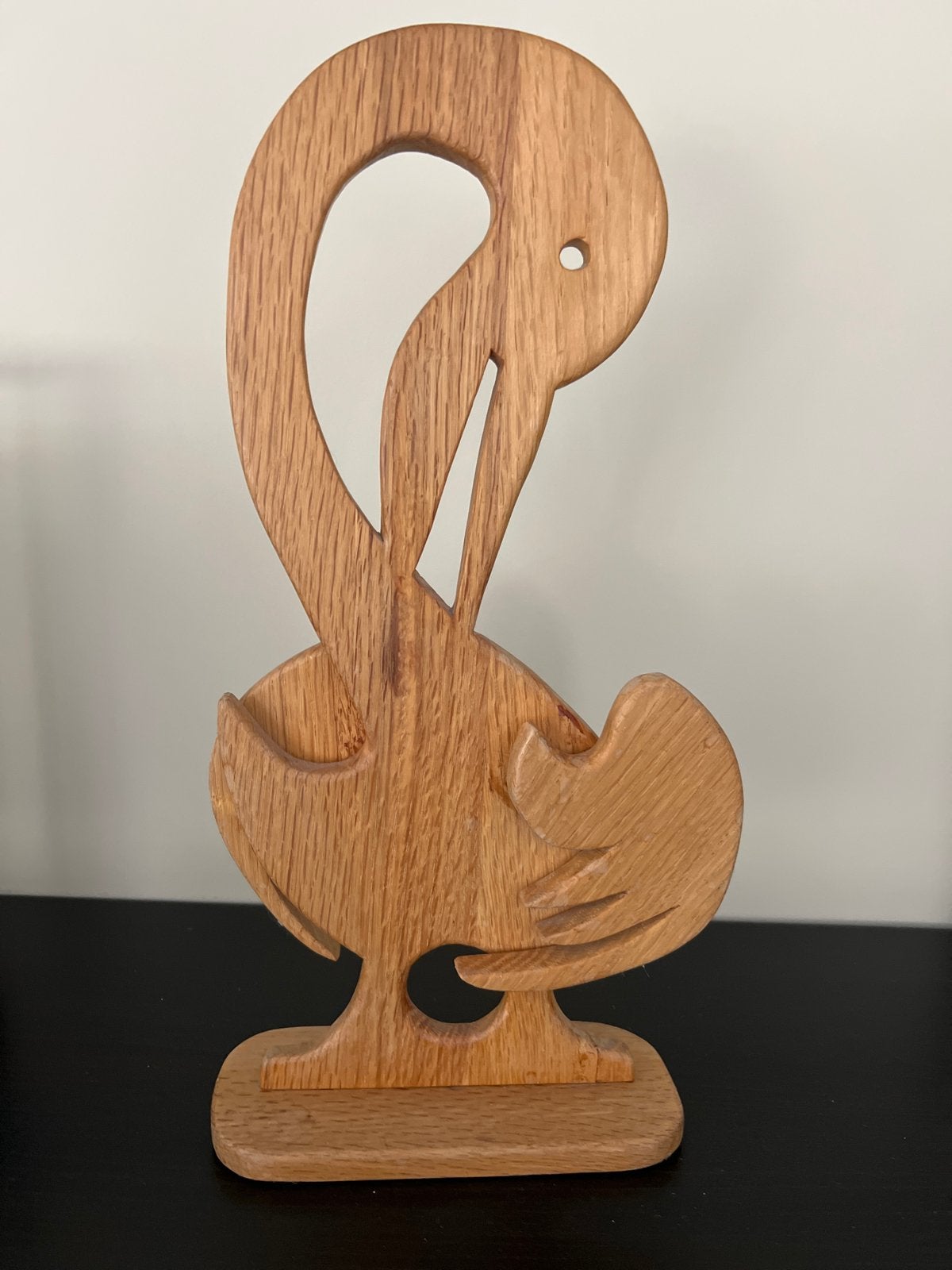 Vintage houten vogel / zwaan - Jaren 60/70 retro design, Antiek en Kunst, Ophalen, Handgemaakt, 20 - 50 cm, Beeld
