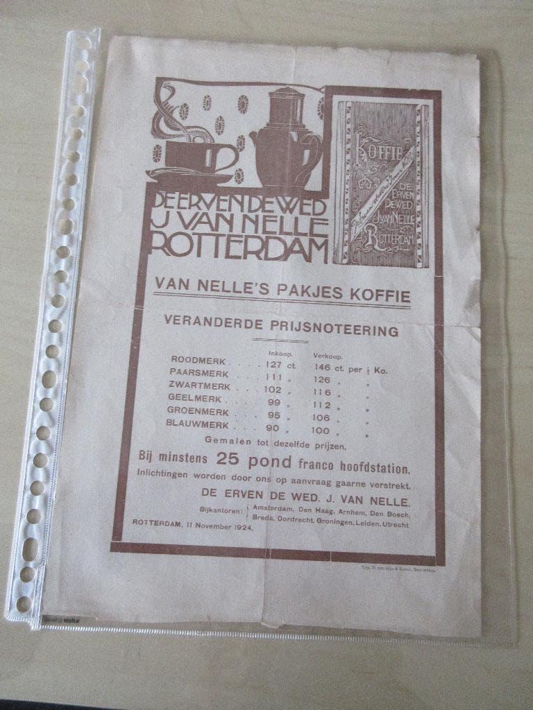 Van Nelle koffie prijslijst winkelfolder 11 november 1924, Ophalen of Verzenden, Zo goed als nieuw, Overige typen