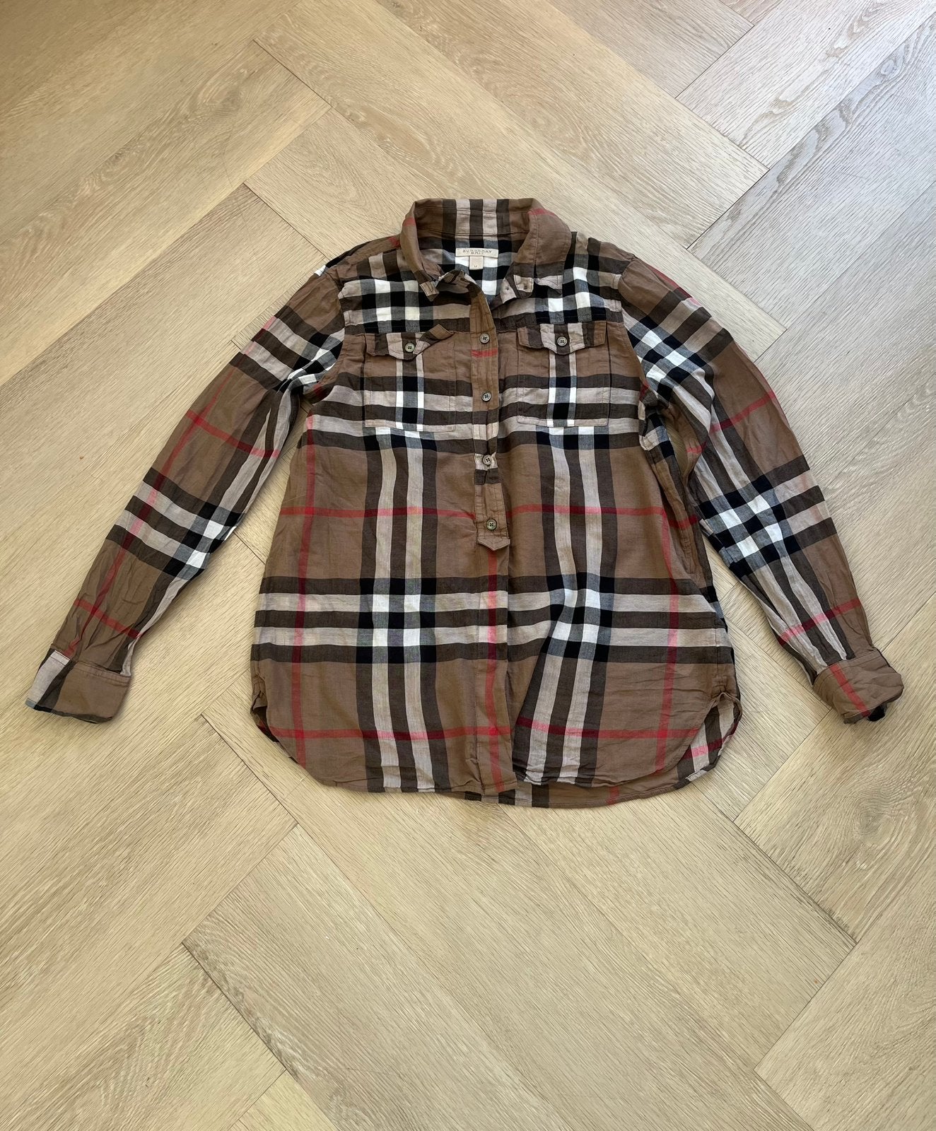 Burberry Brit blouse, overhemd maat M, 38/40 als nieuw, Maat 38/40 (M), Bruin, Verzenden, Zo goed als nieuw