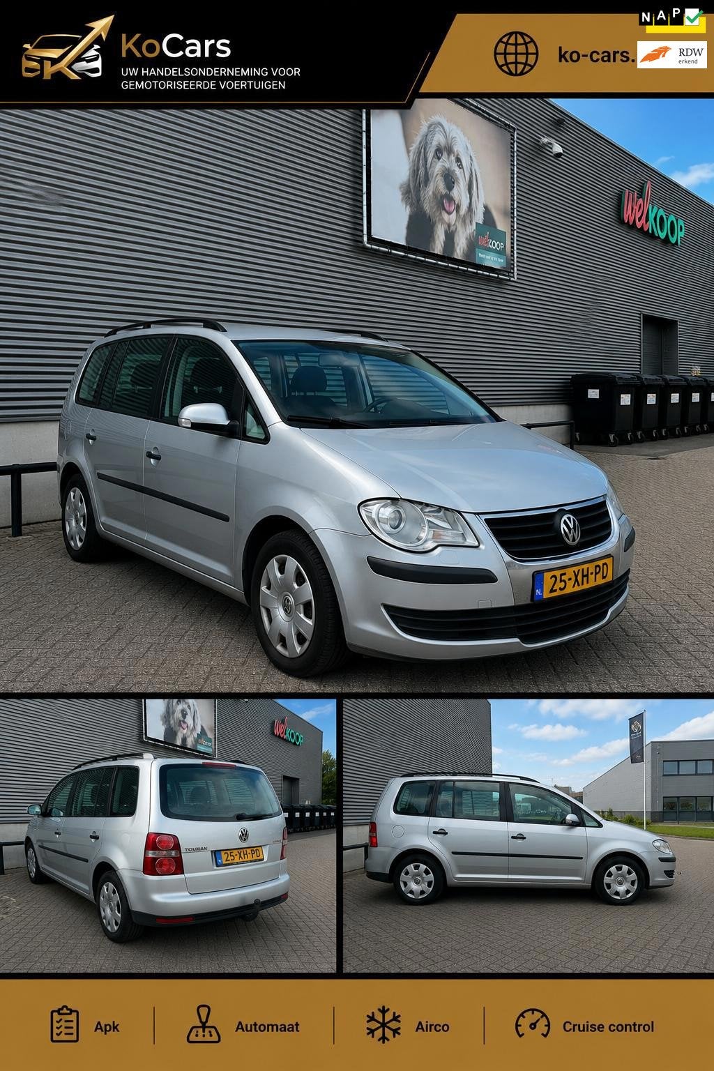 Volkswagen Touran / Apk / Automaat / Airco / Trekhaak, Auto's, Gebruikt, 4 cilinders, Origineel Nederlands, Bedrijf