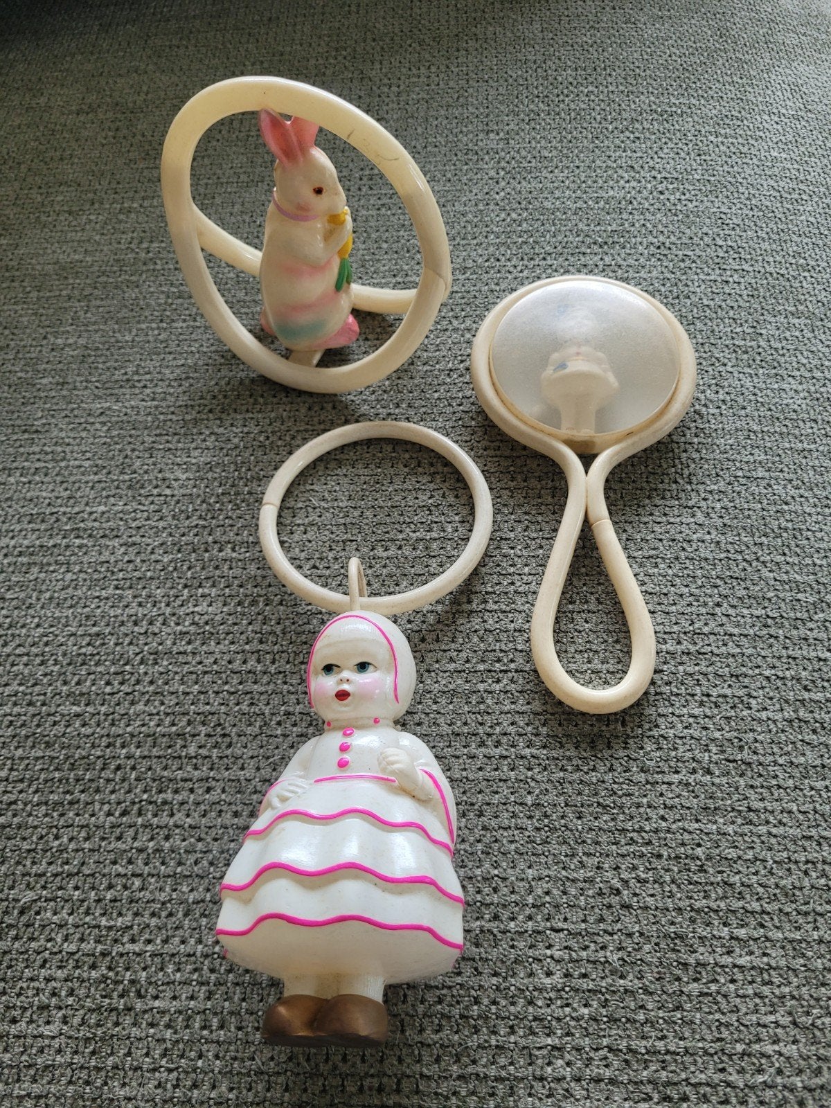 3 Vintage Celluloid Rammelaars - Jaren '50, Ophalen of Verzenden, Gebruikt, Rammelaar, Met geluid