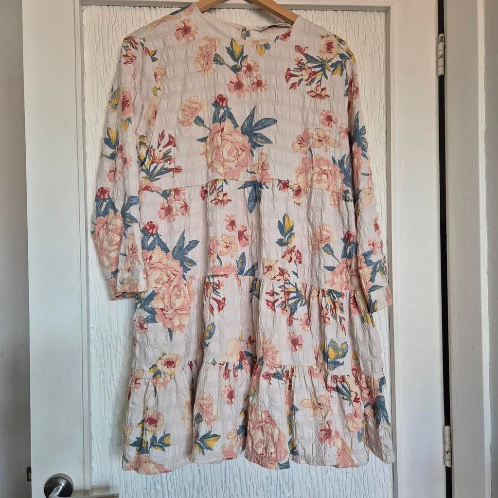 Zara The Sharon Floral Tiered Babydoll Jurk - Maat XL, Kleding | Dames, Overige kleuren, Zara, Maat 46/48 (XL) of groter, Ophalen of Verzenden