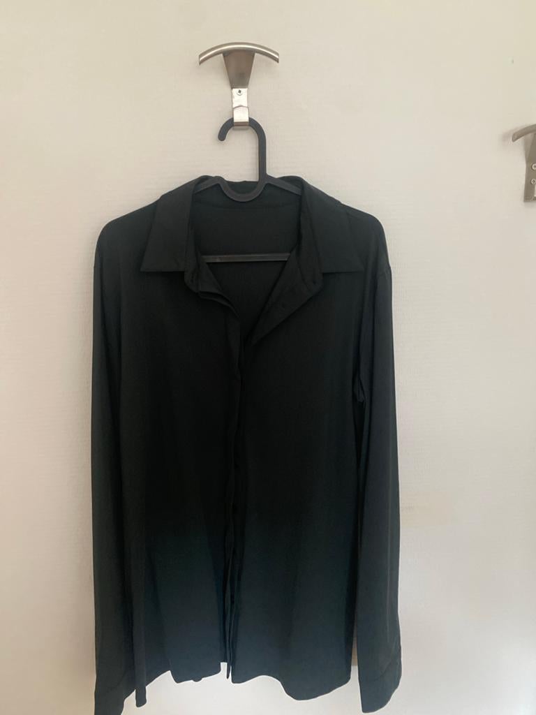 Groene Travelstof blouse met lange mouwen, Ophalen of Verzenden, Zo goed als nieuw, Maat 42/44 (L), Zwart