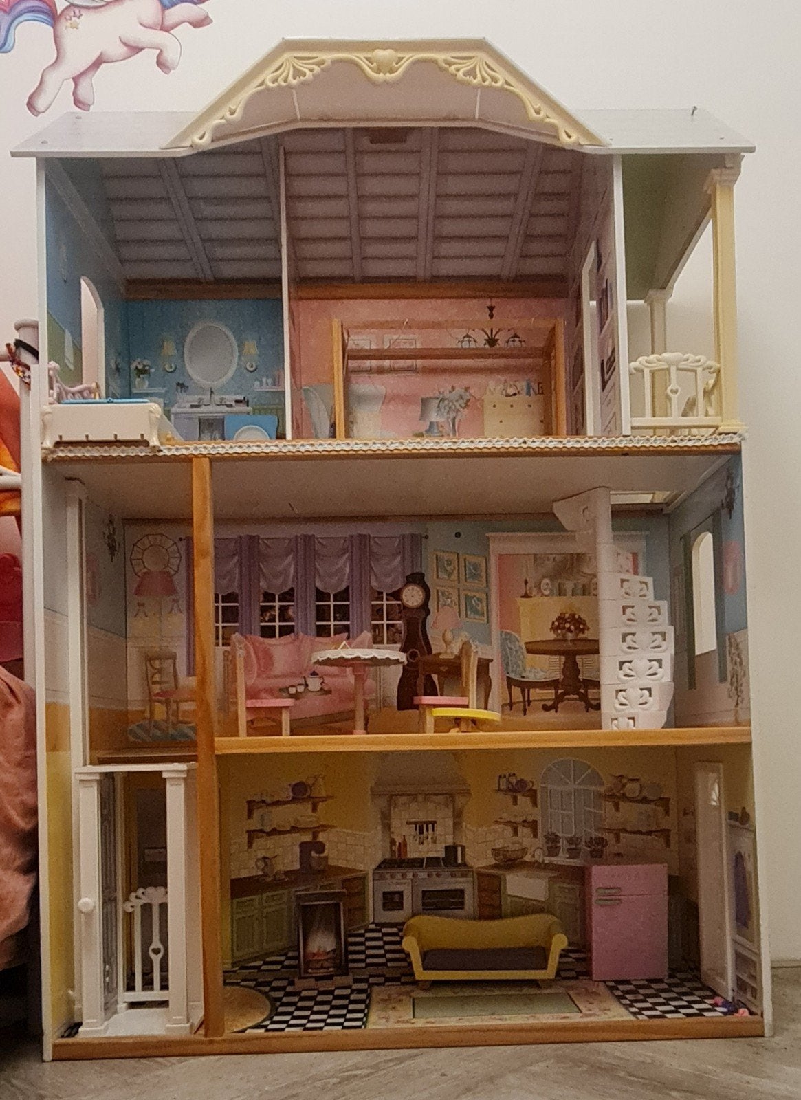 Groot Houten Barbie/Poppenhuis - 80x36x120 cm, Kinderen en Baby's, Speelgoed | Poppen, Ophalen of Verzenden, Barbie