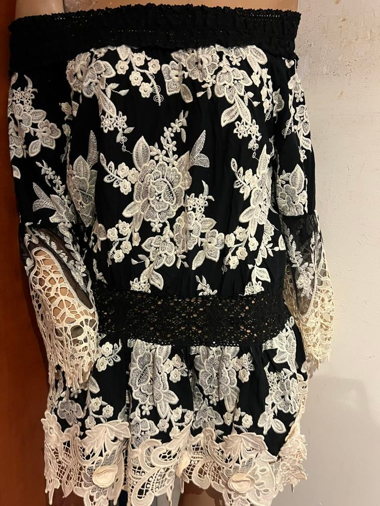 ANTICA SARTORIA jurk met kant 1 maat origineel zgan, Maat 38/40 (M), Zwart, G, T
