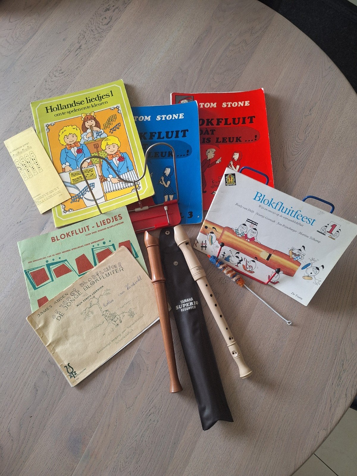 Blokfluiten set met lesboeken en hoes, Ophalen, Gebruikt, Sopraan of Sopranino, Met koffer, hoes of etui