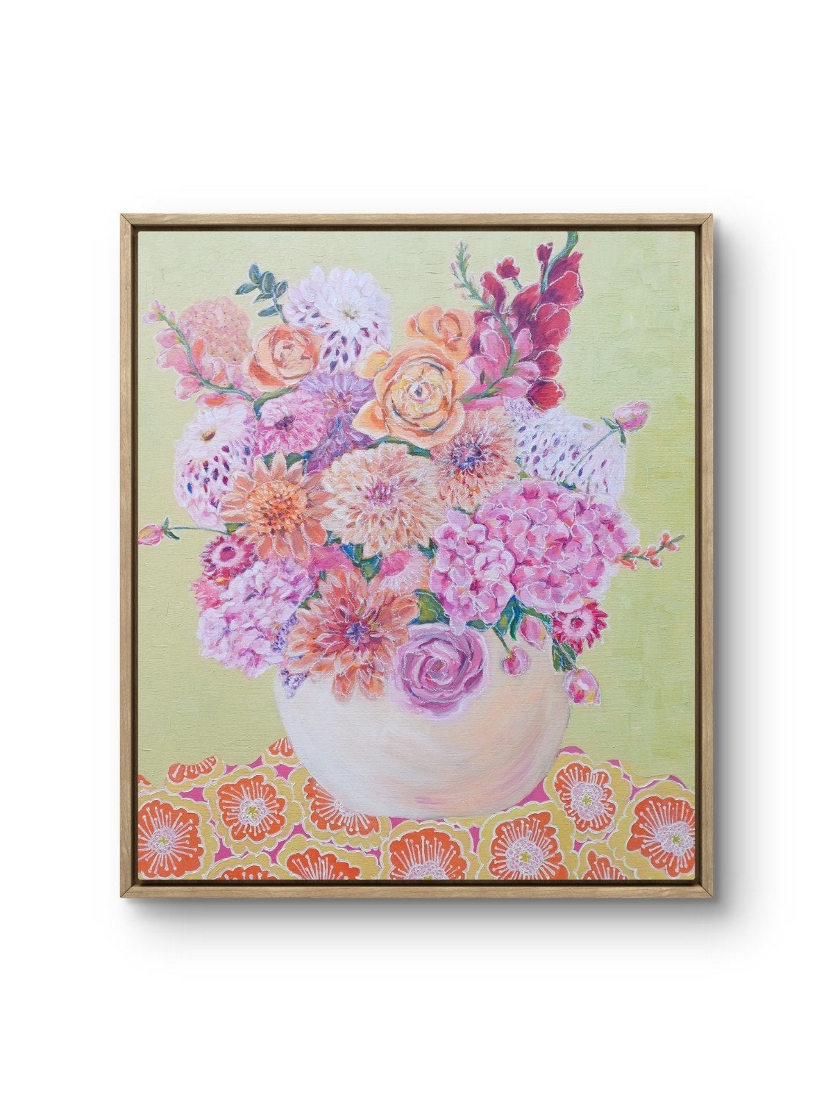 Origineel schilderij: Bloemenboeket 60x70cm, Bloemen, Doek, Expressionistisch, Ophalen of Verzenden