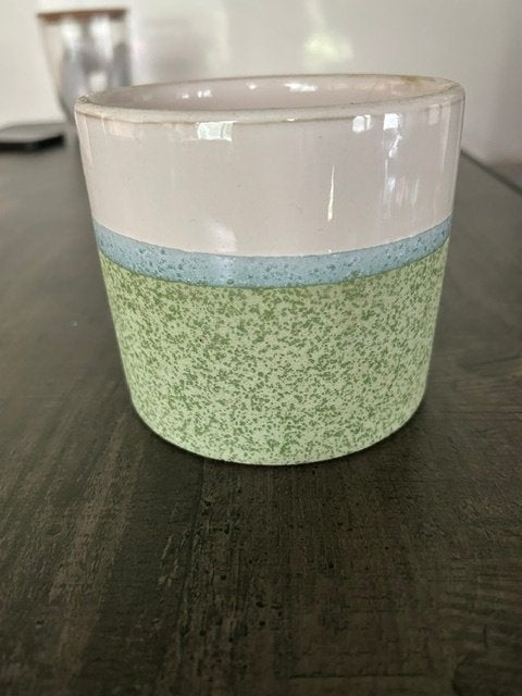 N6-groene bloempot doorsnede 12cm hoogte 11cm, Ophalen of Verzenden, Gebruikt