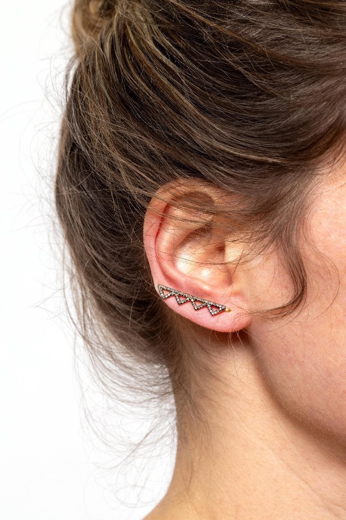 Diamant oorbellen earcuffs India vintage goud verguld zilver