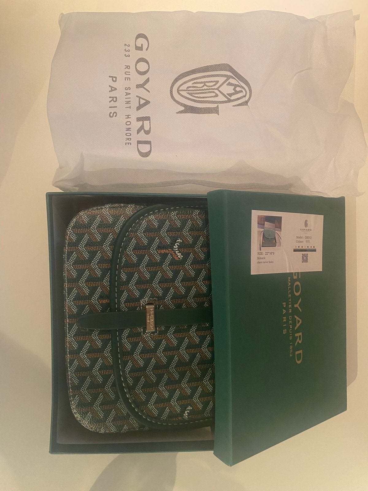 Goyard groene Crossbody Bag – Nieuw & Compleet, Nieuw, Leer, Groen, Ophalen