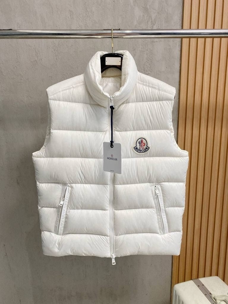 Moncler Bodywarmer, Kleding | Heren, Bodywarmers, Moncler, Wit, Nieuw, Overige maten