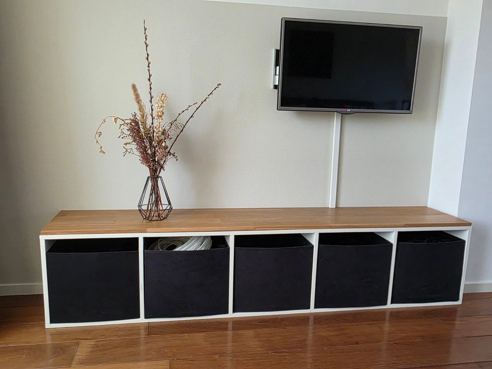 kast met houten blad en opbergers (IKEA), Ophalen, Gebruikt, Modern, Scandinavisch, 150 tot 200 cm