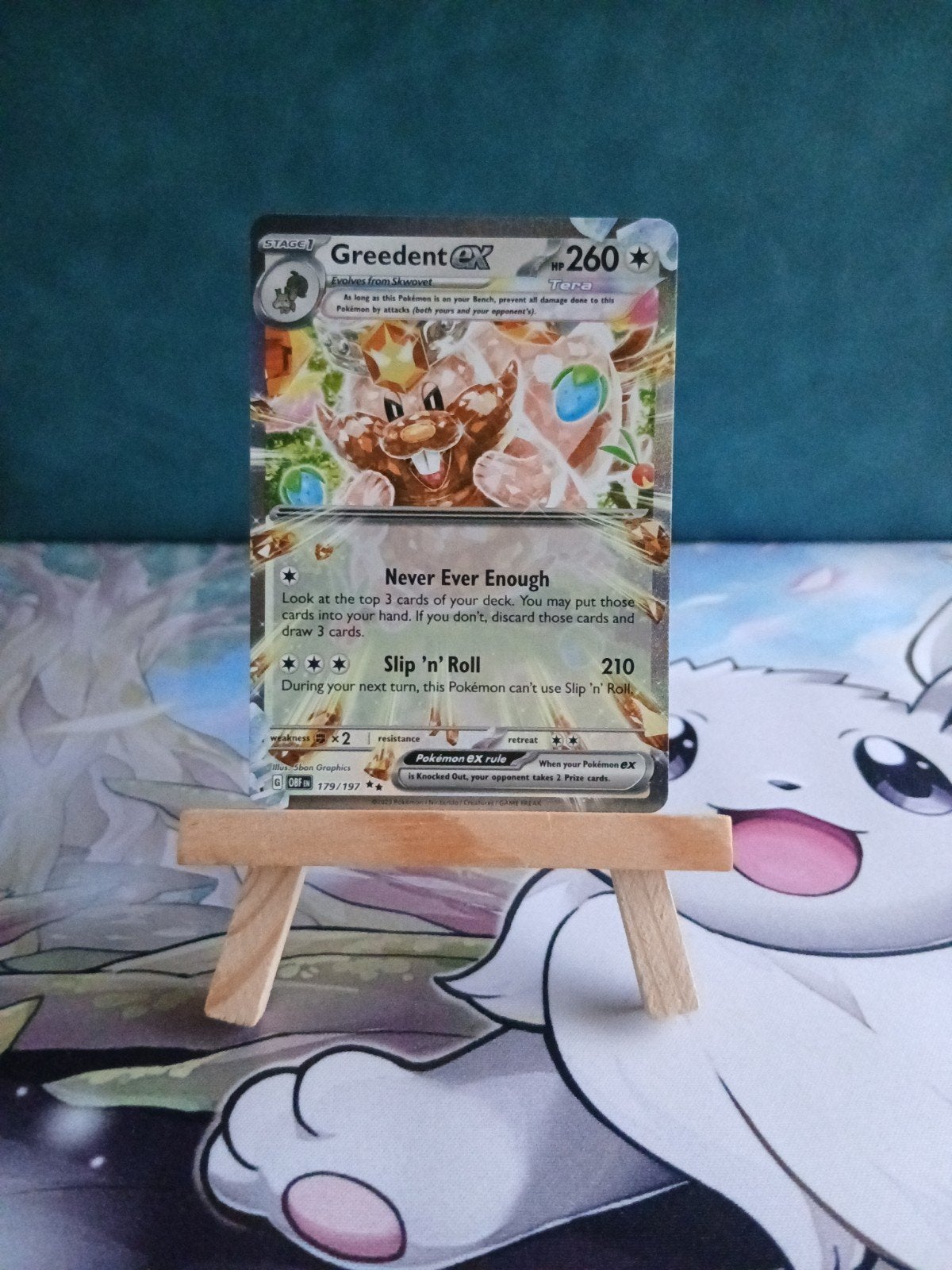 Greedent Ex #179/197 Pokémon Obsidian Flames, Hobby en Vrije tijd, Ophalen of Verzenden, Nieuw, Losse kaart, Foil