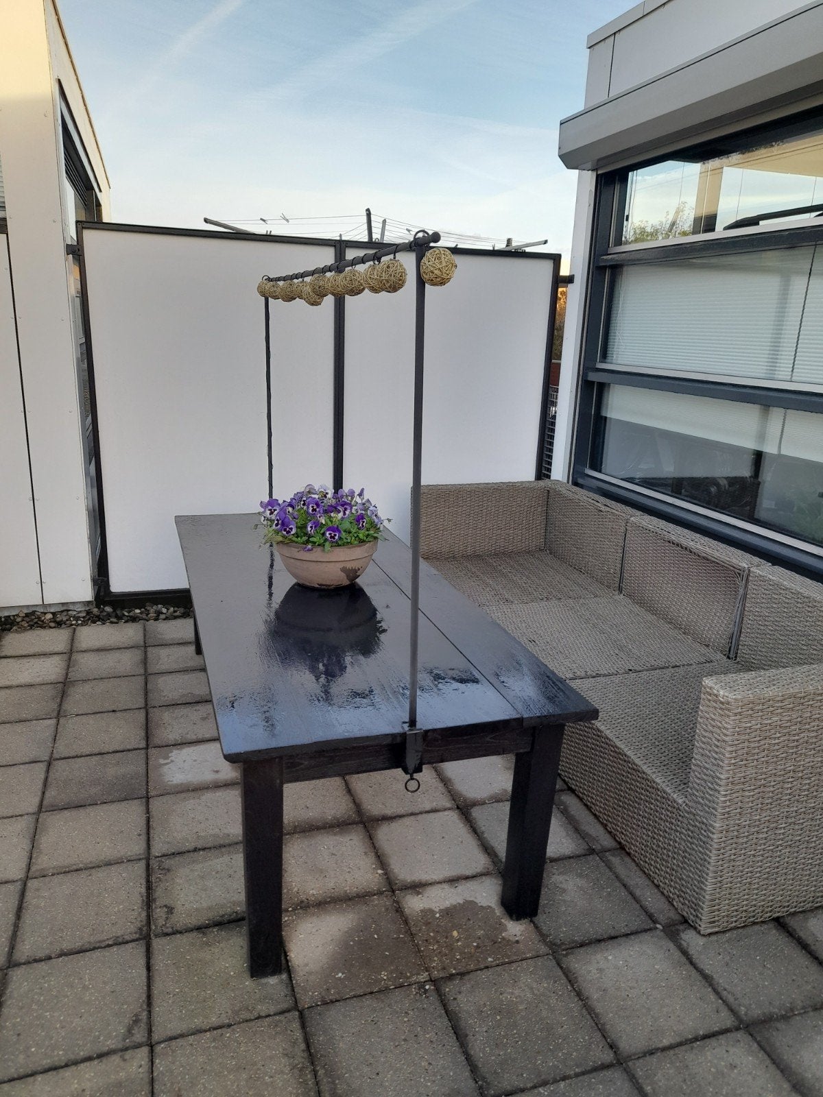 Robuuste teakhouten tuintafel - Zwart geverfd, Ophalen, Gebruikt, Rechthoekig, Hout
