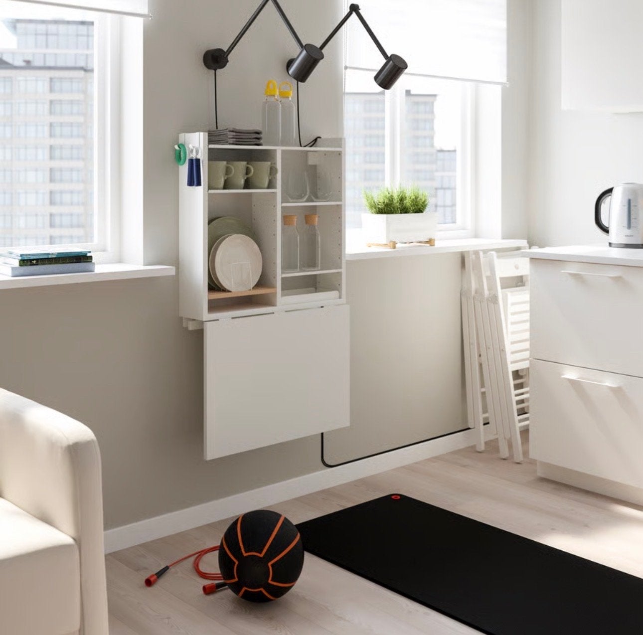 IKEA NORBERG wandtafel/klaptafel bijn nieuw met opbergruimte, Ophalen, Overige materialen, Gebruikt, 55 tot 75 cm