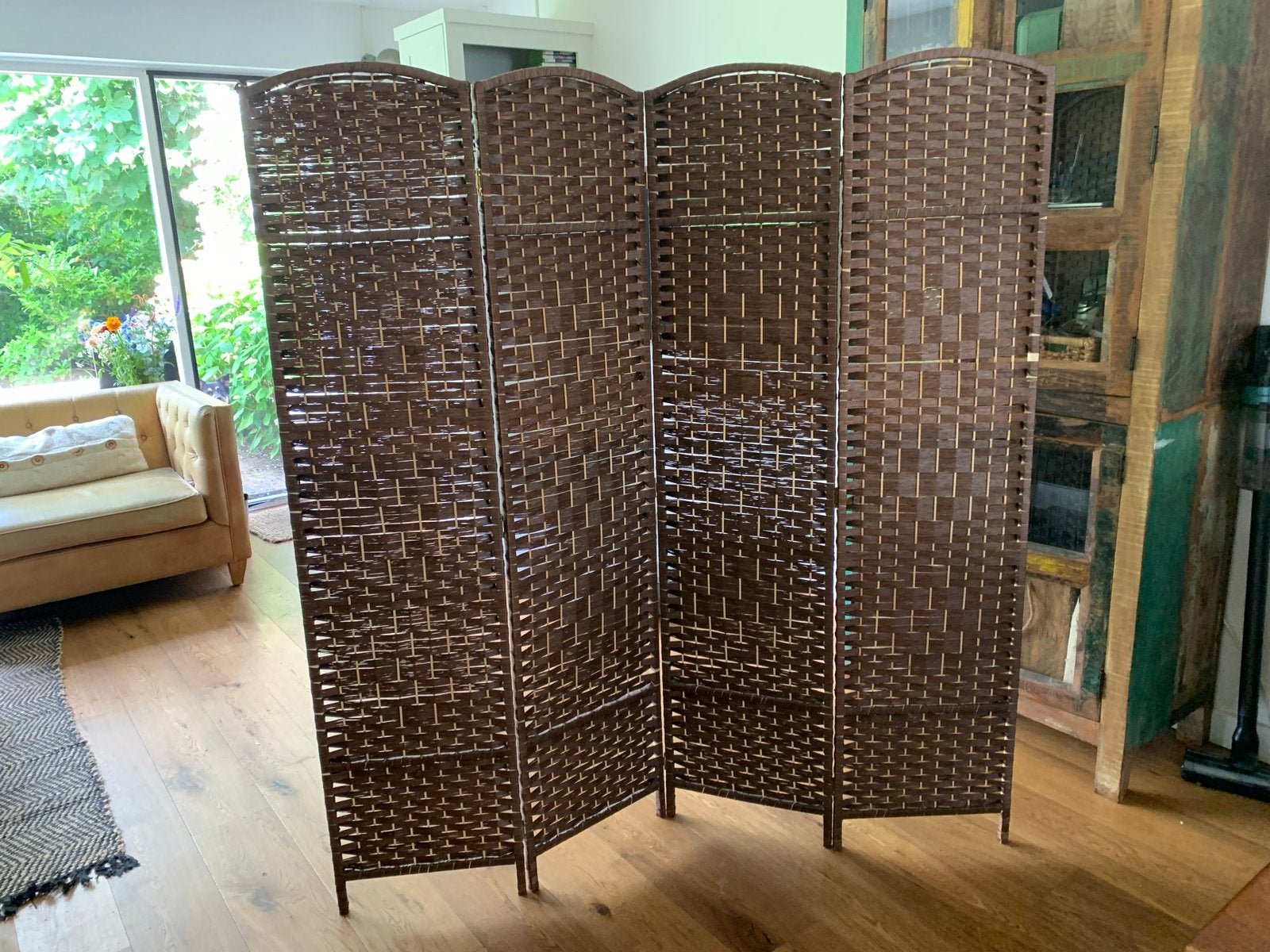 Kamerscherm rotan bruin 1.60m breed x 1.70m hoog, Huis en Inrichting, Woonaccessoires | Kamerschermen, Ophalen, Gebruikt