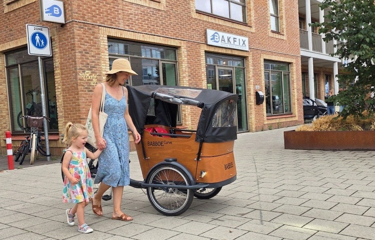 Babboe Curve elektrische bakfiets met toebehoren, Overige merken, Huif, Ophalen of Verzenden, Zo goed als nieuw