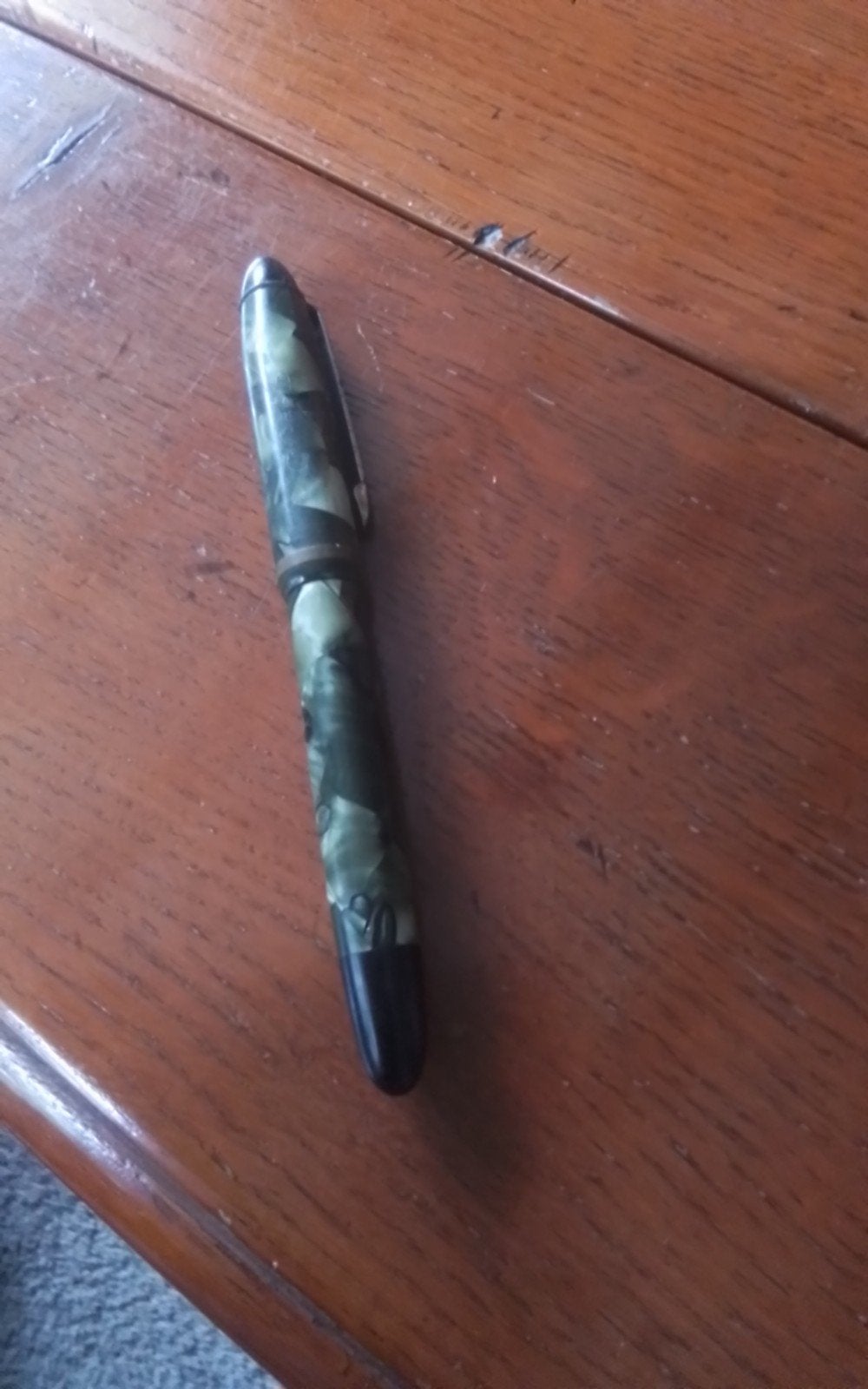 Vintage Vulpen - Groen Marmer Look met gouden pen, Ophalen