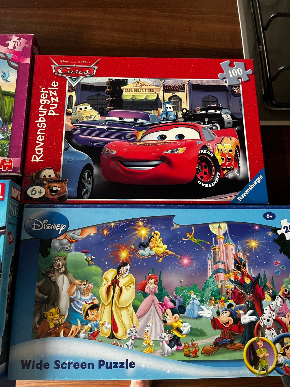 4 diverse puzzels: Disney, Cars en Marvel 3D, Ophalen of Verzenden, Meer dan 50 stukjes, Gebruikt, 4 tot 6 jaar