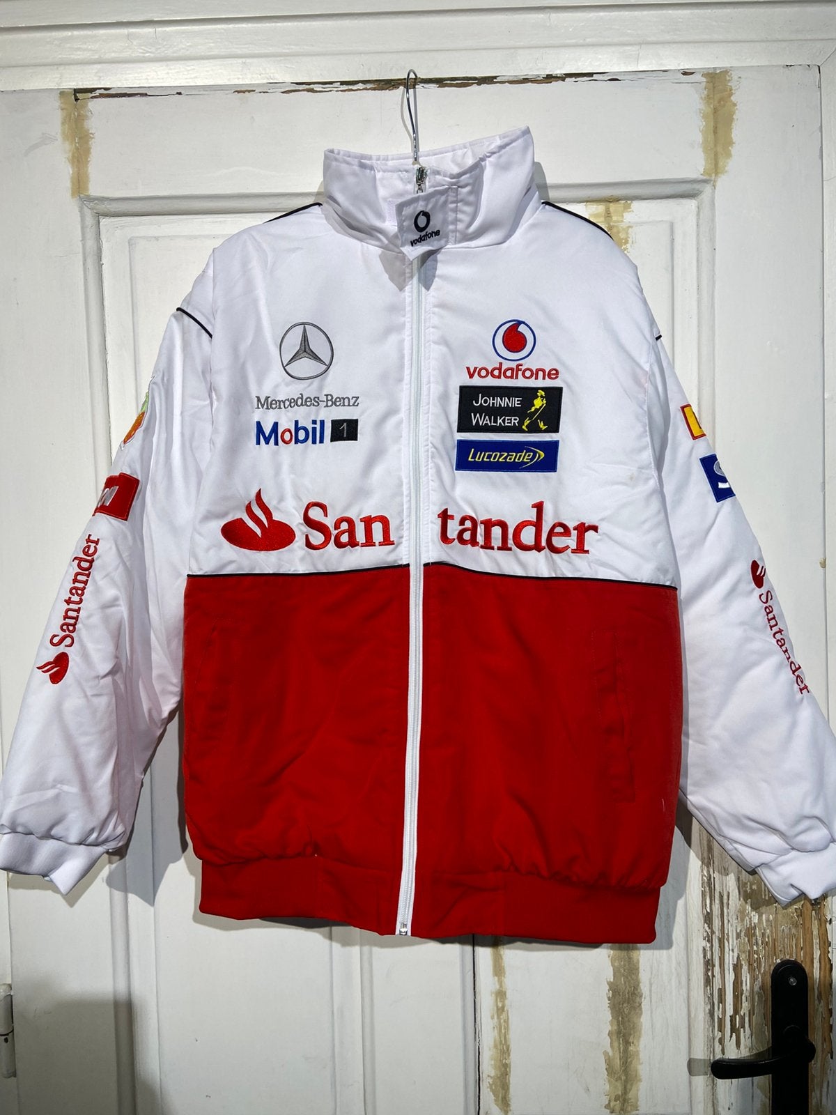 Mercedes Racing-fanjas (maat XXL) vintage f1, Ophalen of Verzenden, Zo goed als nieuw, Overige maten, Wit