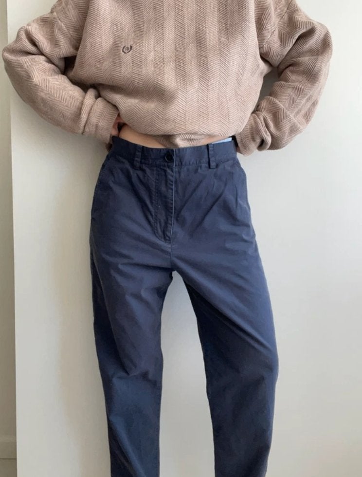 Navy COS straight leg cotton size 38 chino pants, Maat 38/40 (M), COS, Blauw, Ophalen of Verzenden