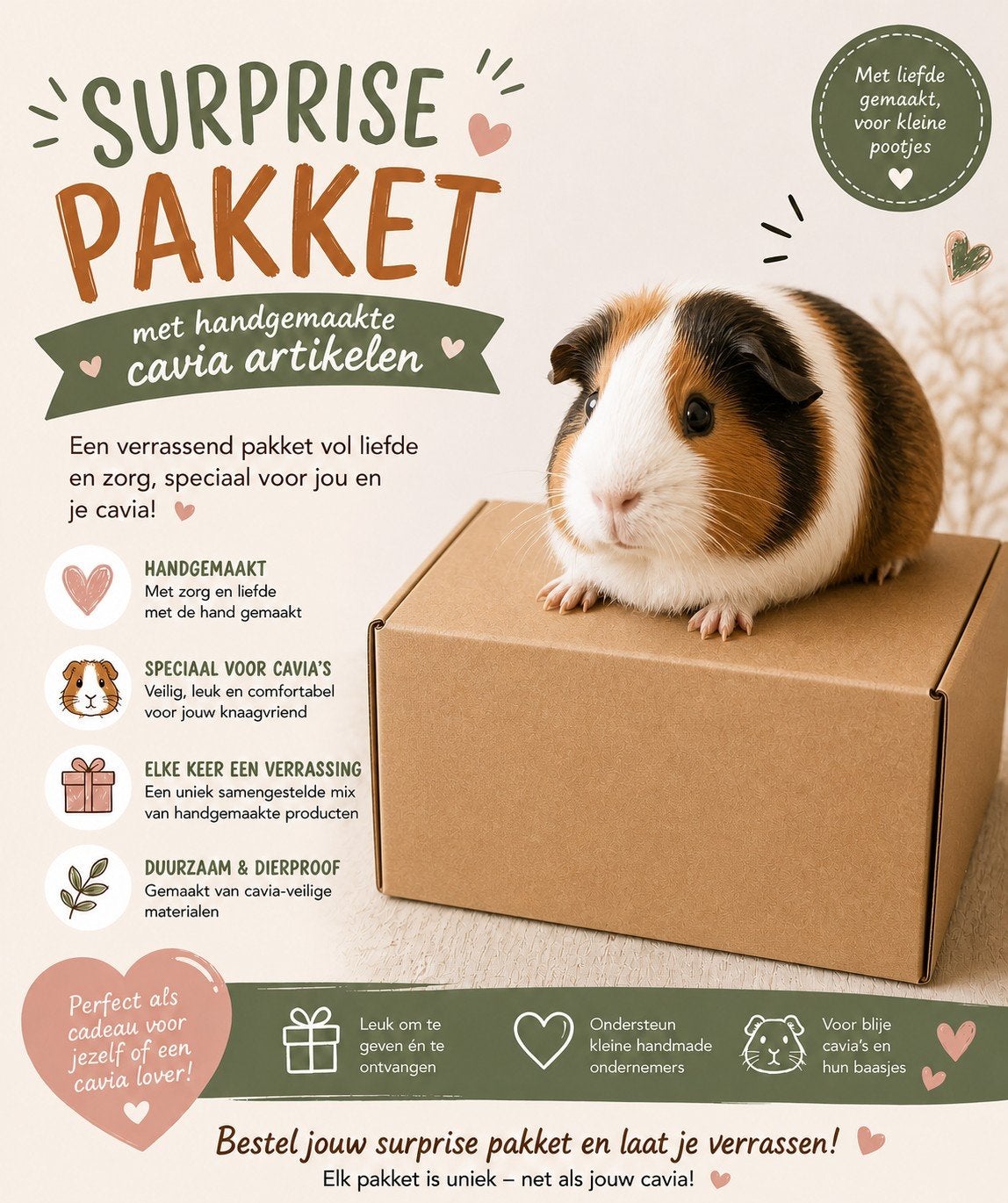 Surprise Pakket met handgemaakte cavia artikelen NIEUW, Dieren en Toebehoren, Knaagdieren en Konijnen | Toebehoren, Nieuw, Ophalen