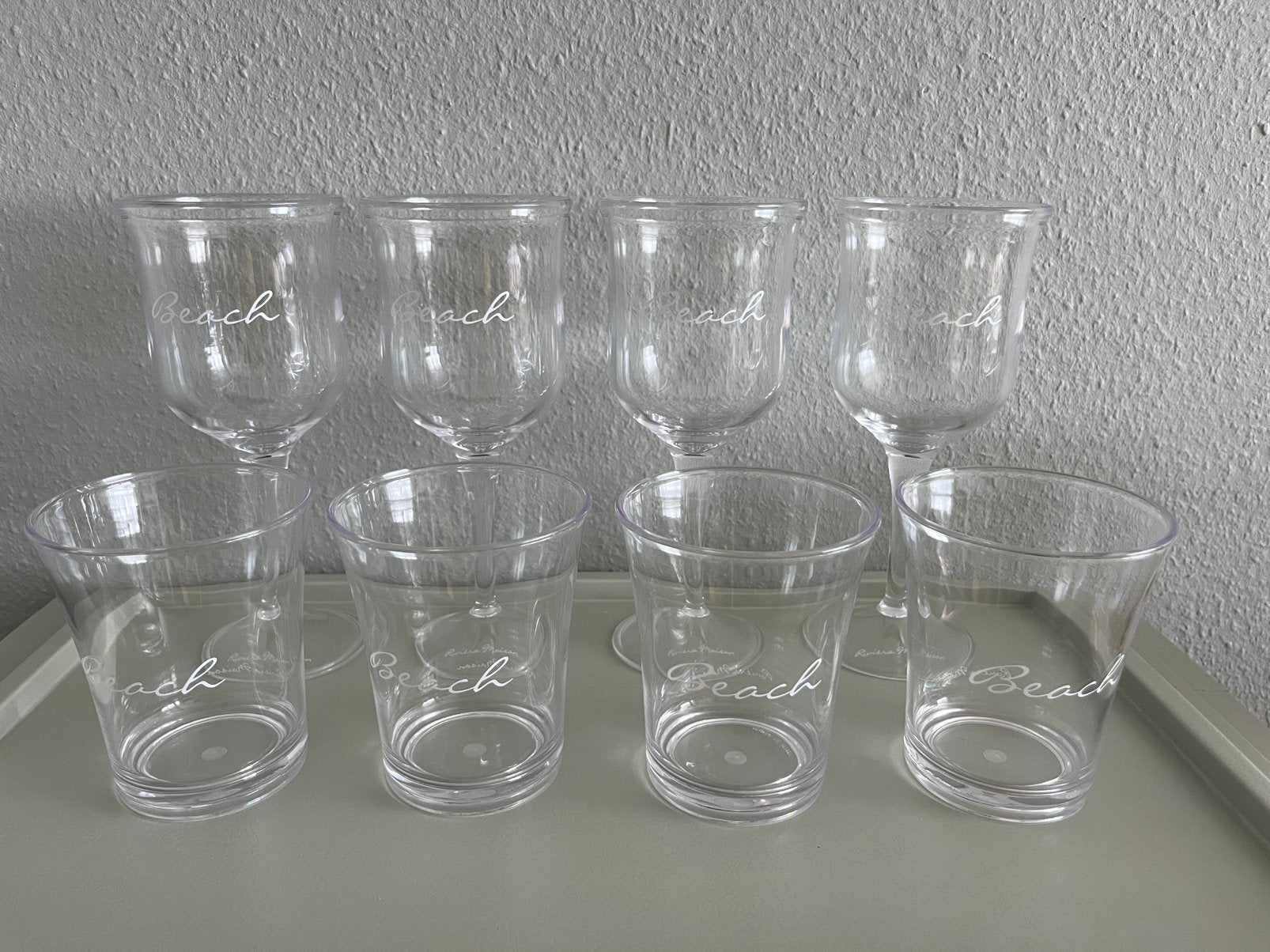 Riviera Maison ‘Beach’ kunststof glazen 8 stuks, Glas of Glazen, Kunststof, Overige merken, Ophalen of Verzenden