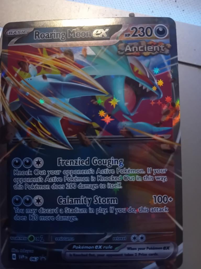 Roaring Moon ex Pokémon Kaart - Ancient - 230 HP, Ophalen of Verzenden, Zo goed als nieuw, Losse kaart, Foil